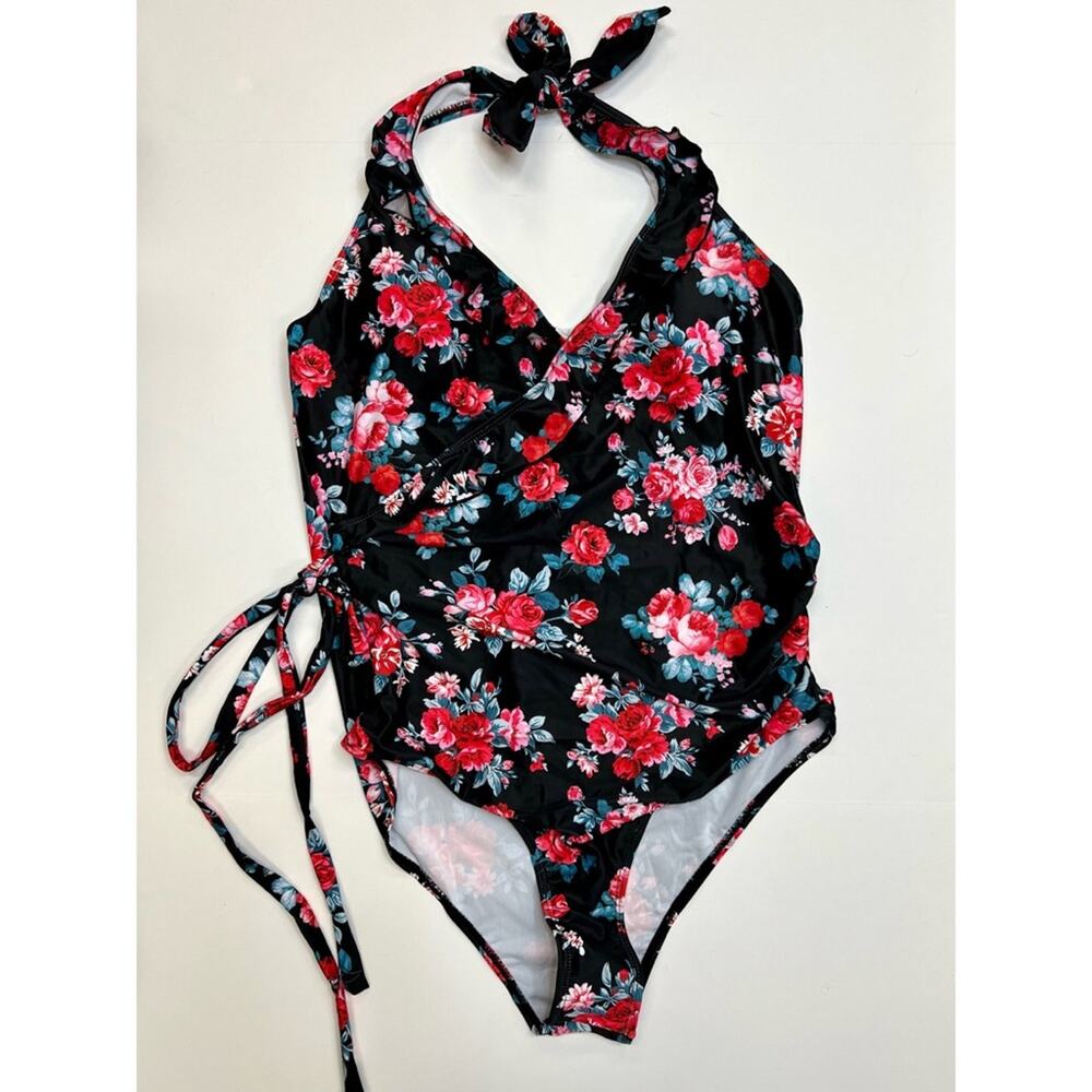 Verano Playa Rose Floral Ruffle One Piece